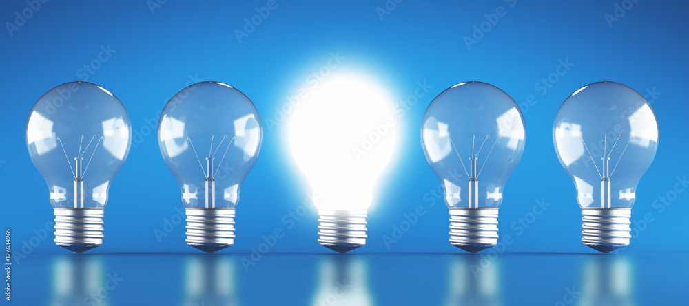 Lampadine accese e spente energia o idea render