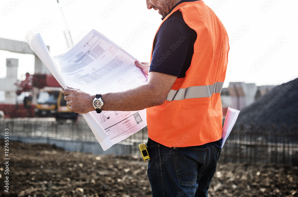 建筑师协助建筑施工现场概念