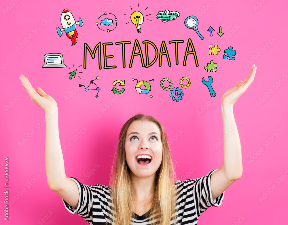 Metadata concept with young woman