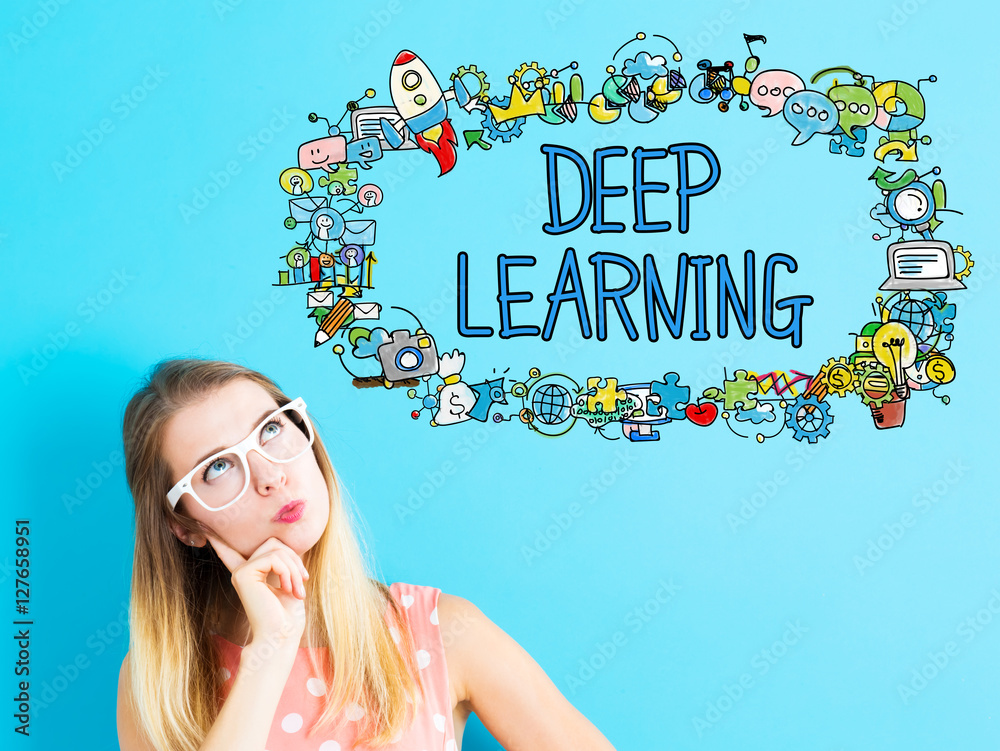 Deep Learning concept with young woman