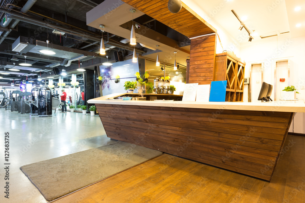 front desk in modern gym