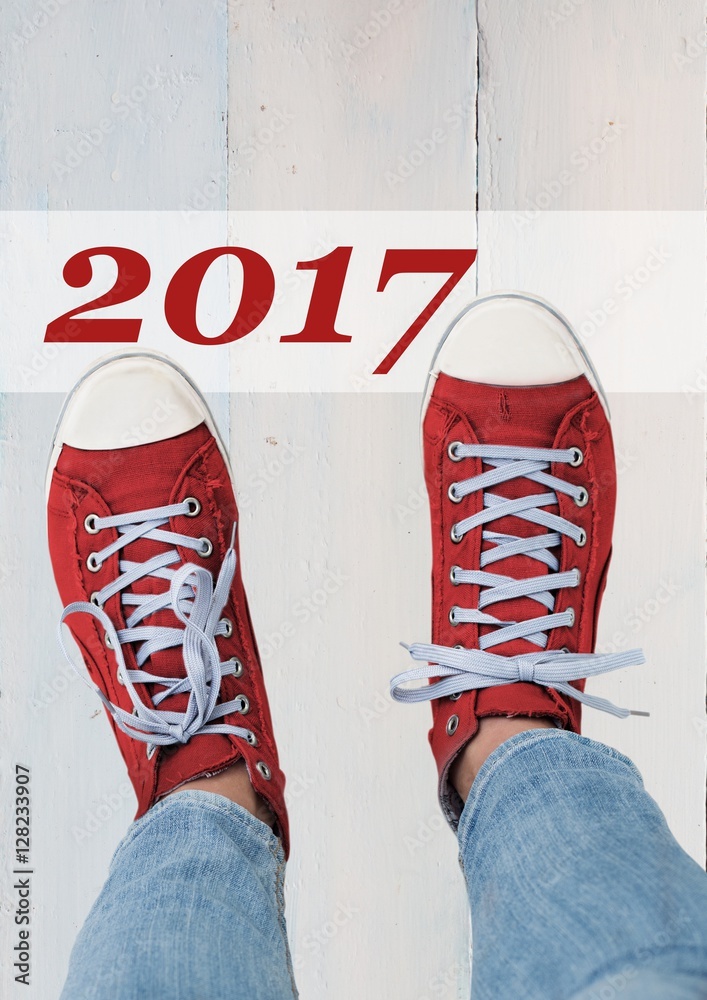 2017 new year wishes with teenager wearing sneakers