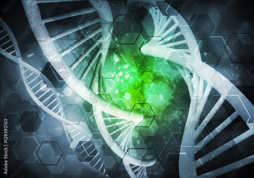 DNA molecules background, 3D rendering