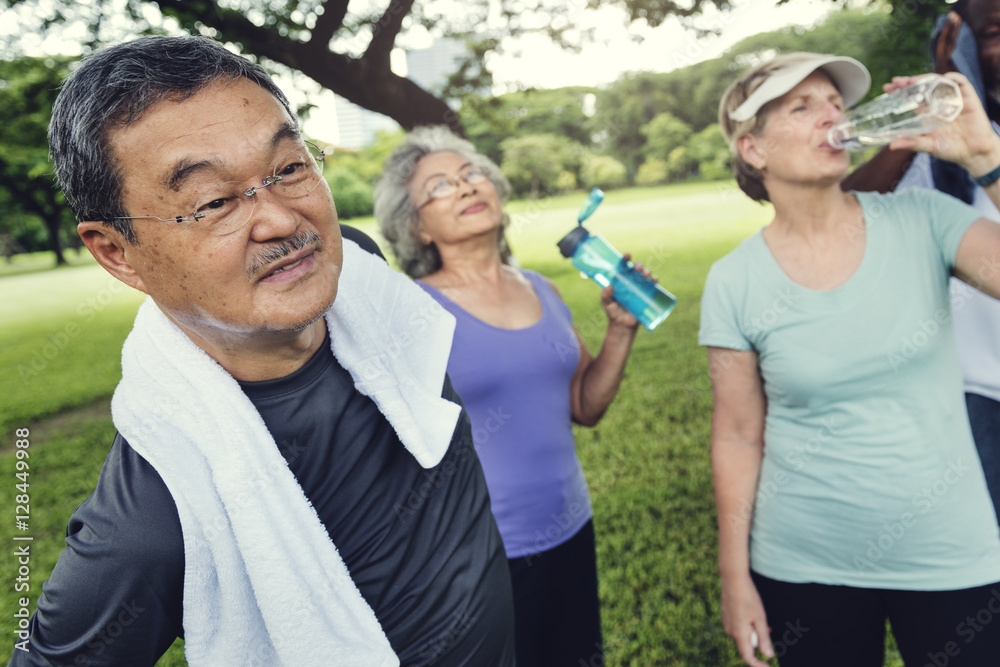 Senior Group Friends Exercise Relax Concept