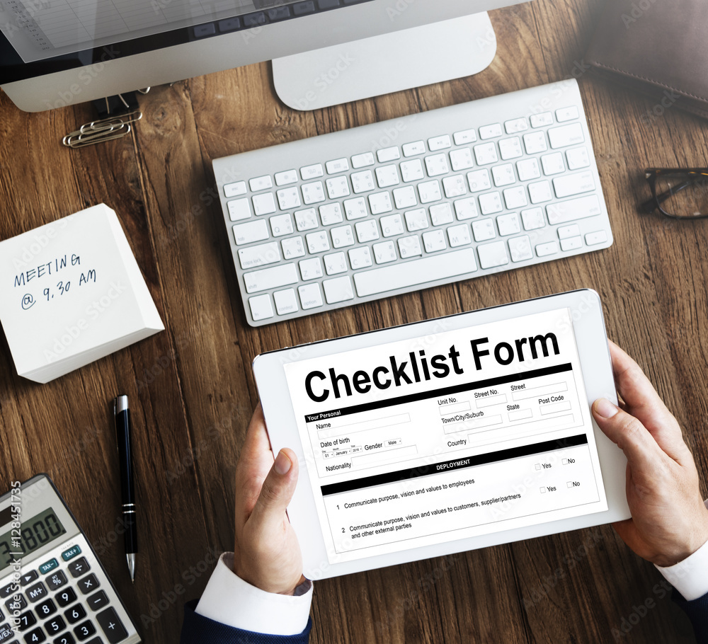 Checklist Form Document Data Information Contract Concept