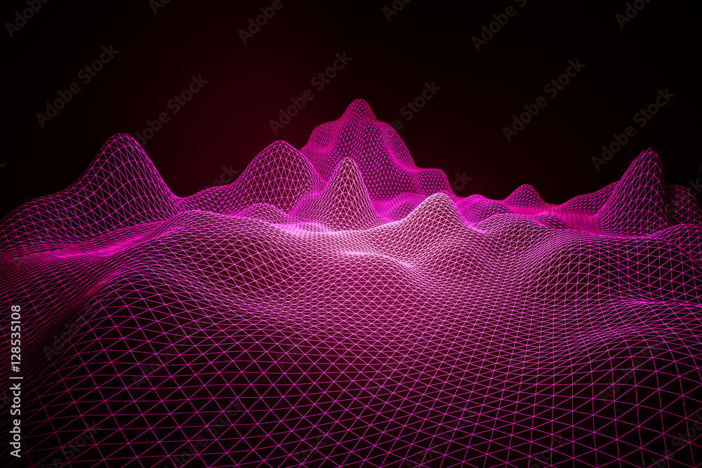 Bright pink grid waves