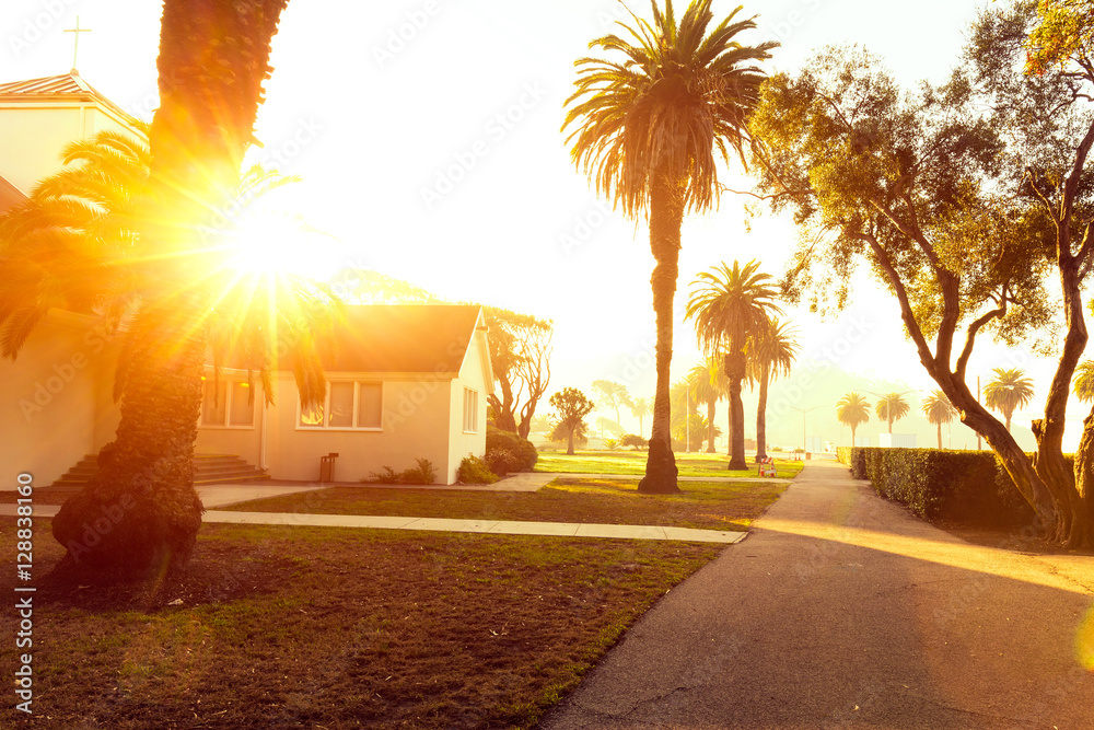 rural house at sunrise