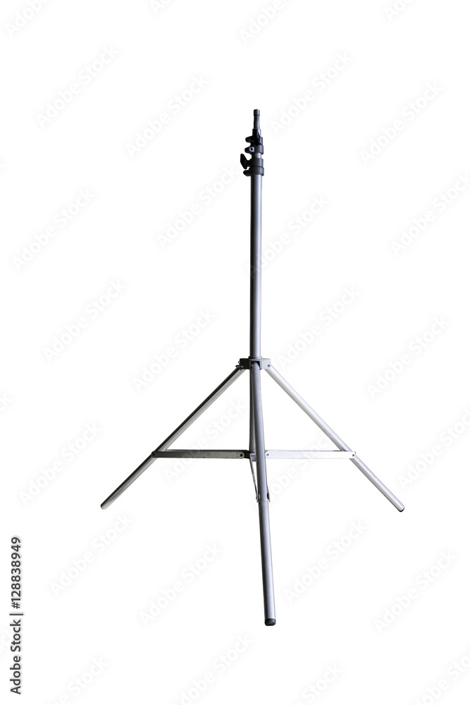 steel tripod on white background