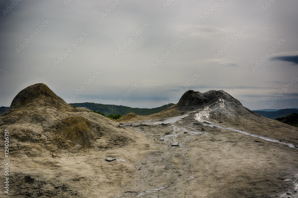 罗马尼亚布扎乌泥泞的火山