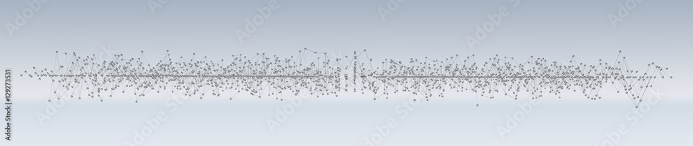 Abstract connection wave with dots and lines 3D rendering