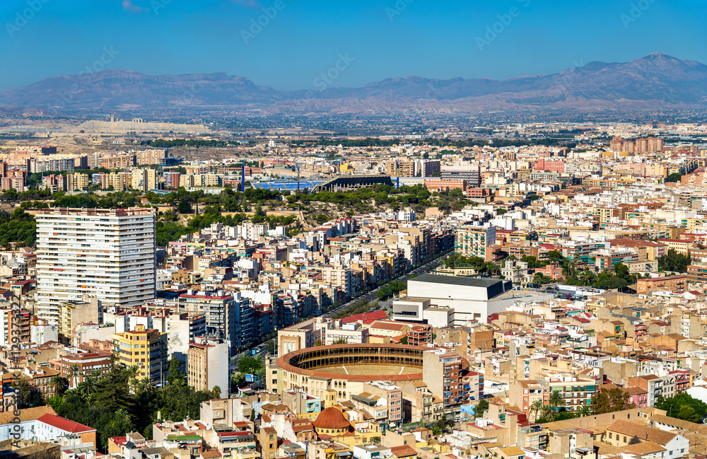 Skyline of Alicante seen from Santa Barbara Castle, Spain