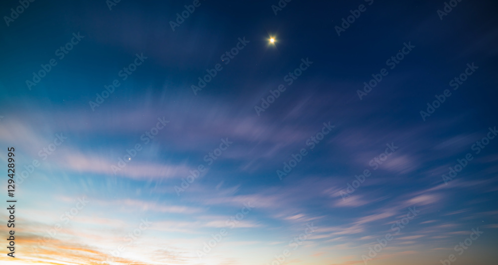 Movement sunset sky. Beautiful sky.