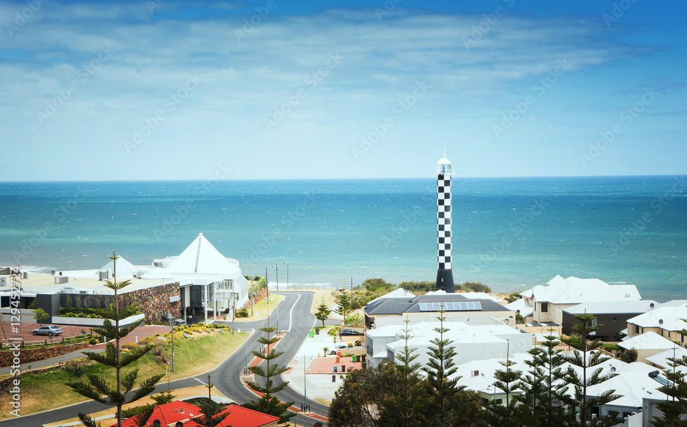 The view from the top of Marlston Hill Lookout Bunbury Western Australia WA with lighthouse