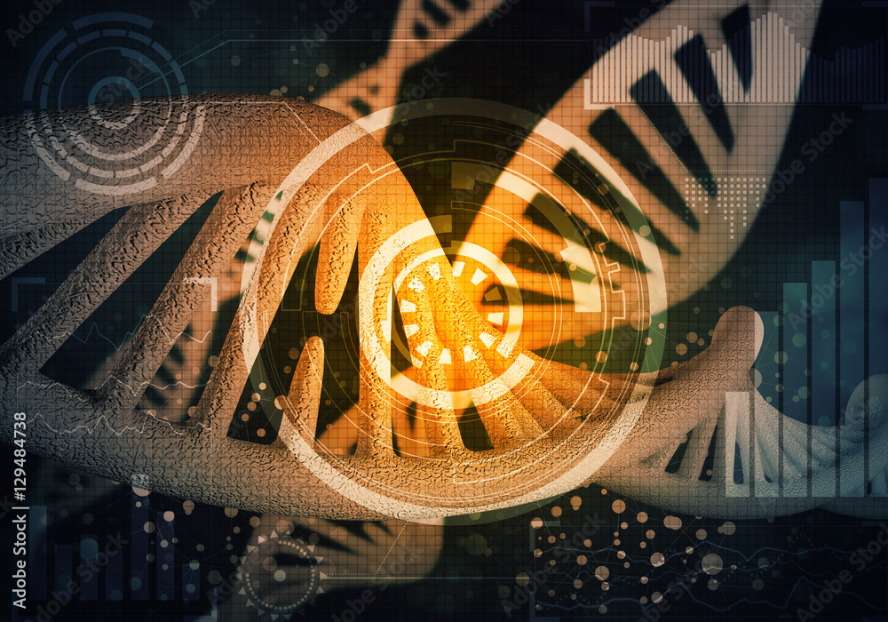 DNA molecules background, 3D rendering