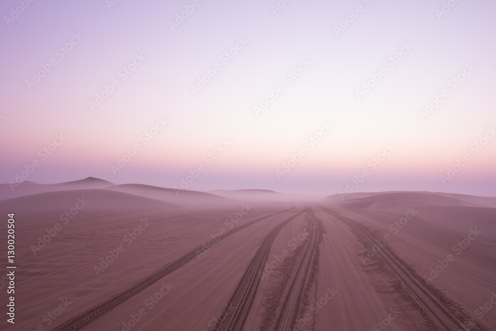 Quiet moment in desert during sunrise. Dubai, UAE.