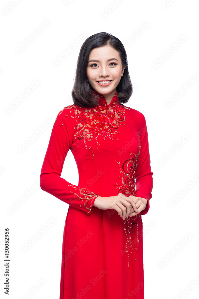 Portrait of a beautiful Asian woman on traditional festival cost