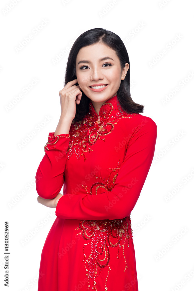 Portrait of a beautiful Asian woman on traditional festival cost