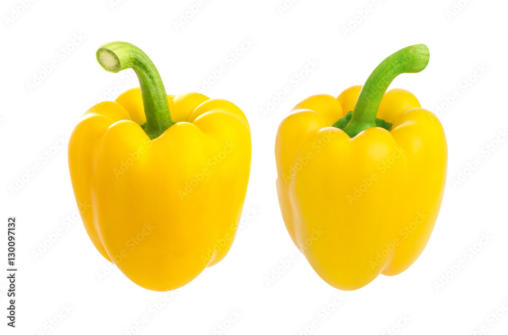 Yellow pepper isolated on white background, with clipping path