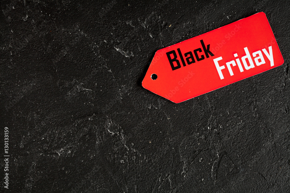 concept black friday on dark background top view