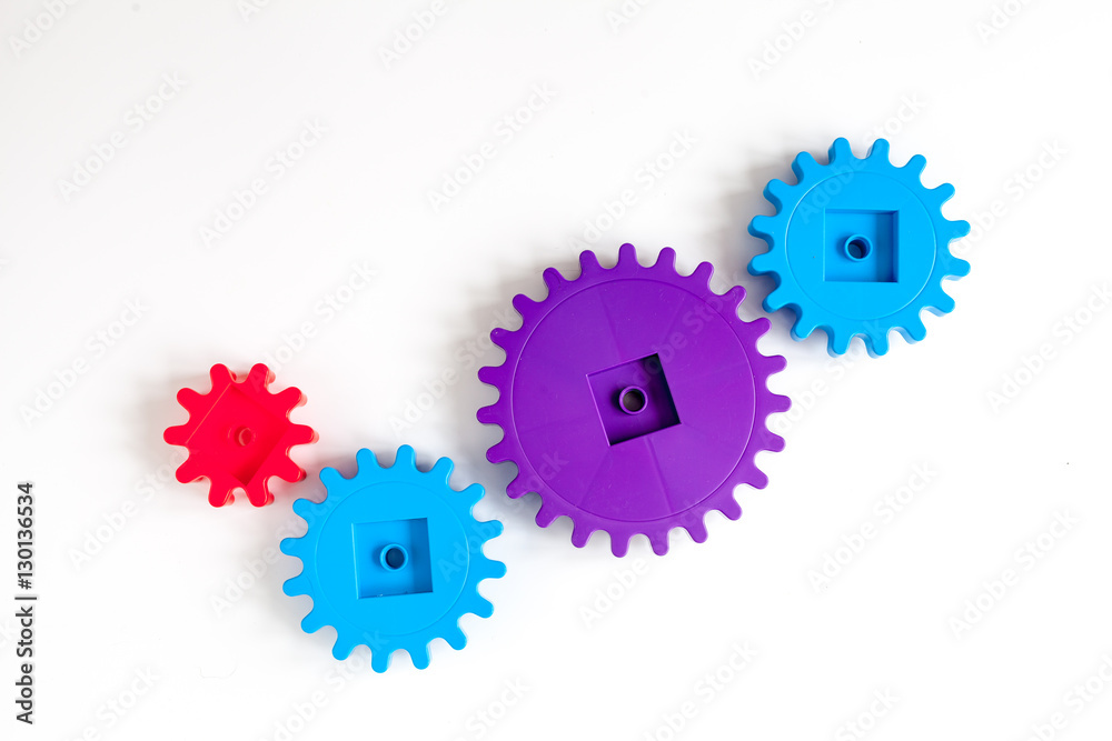 concept of work process movement gears top view