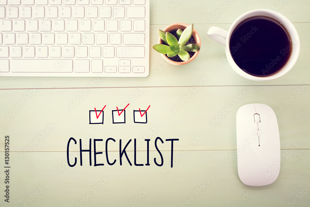 Checklist concept with workstation