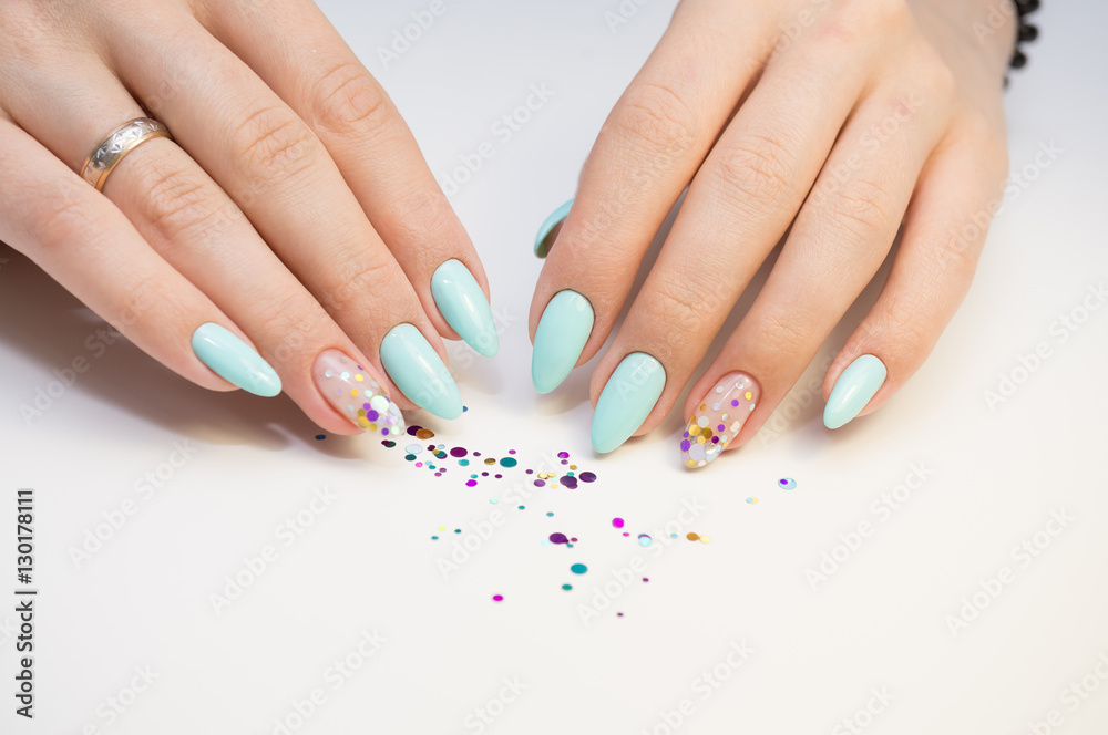 Natural nails, gel polish. Perfect clean manicure with zero cuticle. Nail art design for the fashion