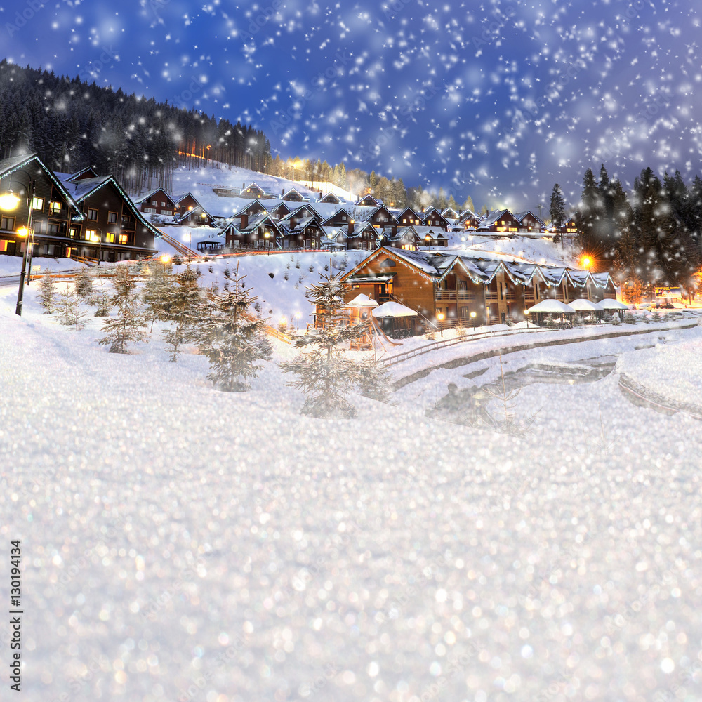 Winter landscape with house