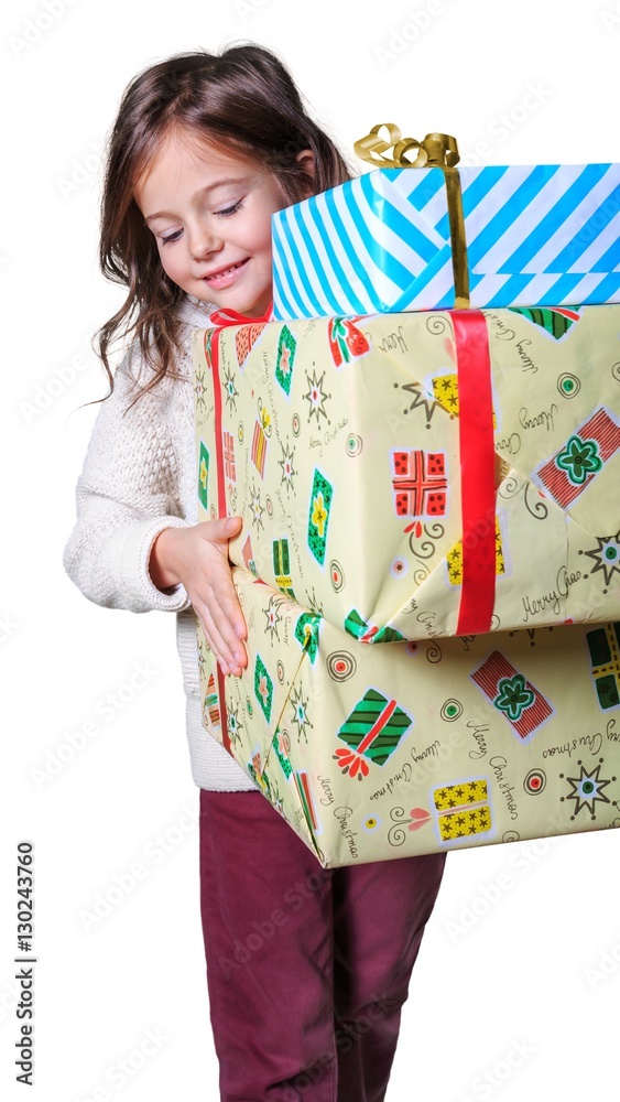 Child holding a gift.