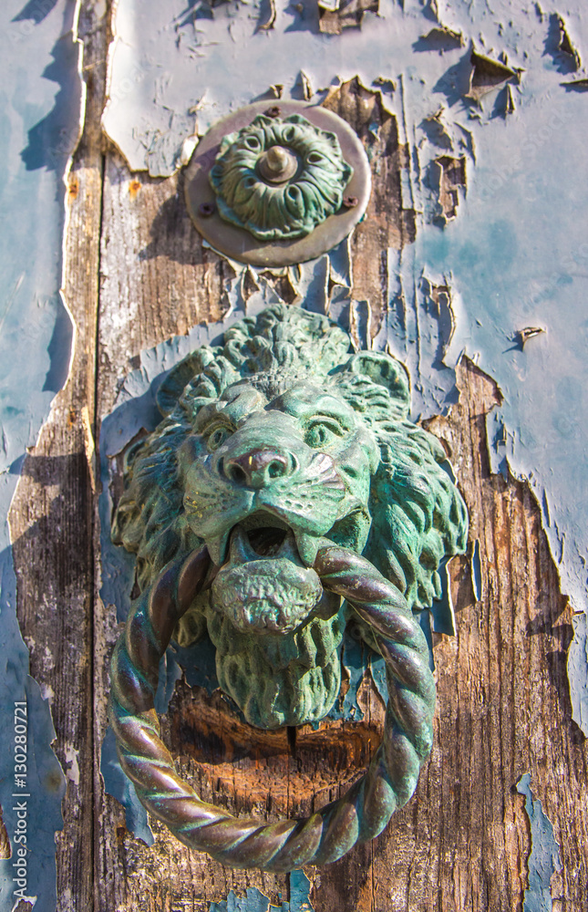 Detail of a Venetian door. Venice, Italy.