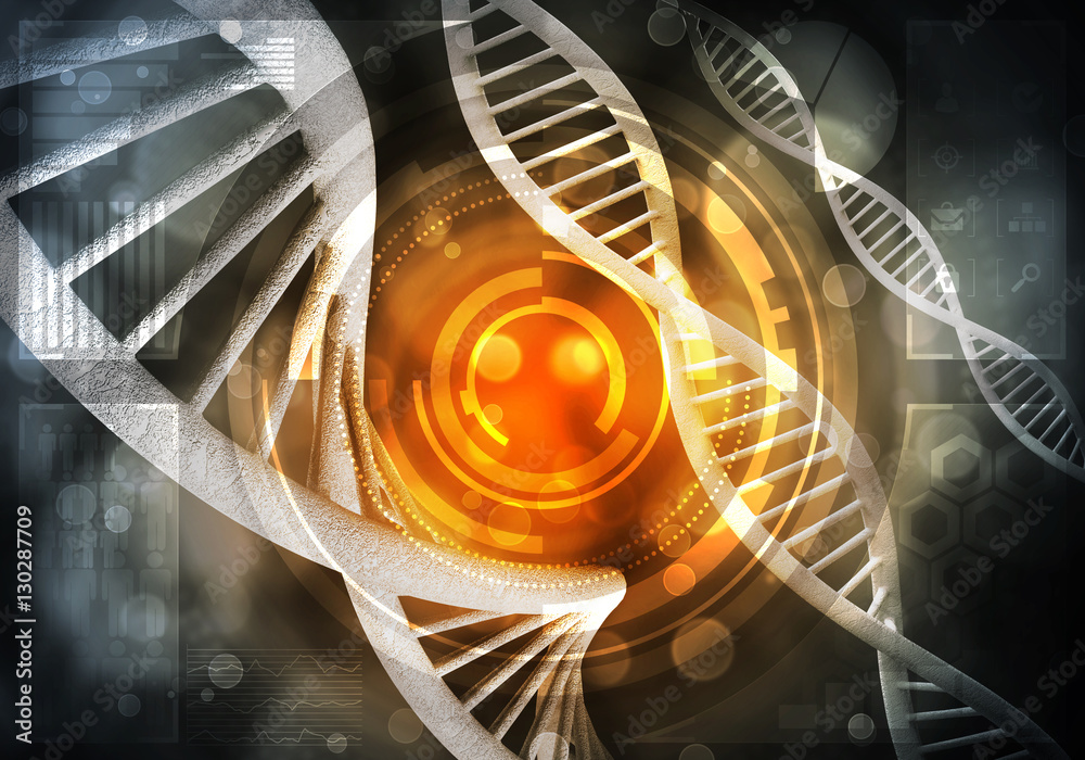 DNA molecules background, 3D rendering