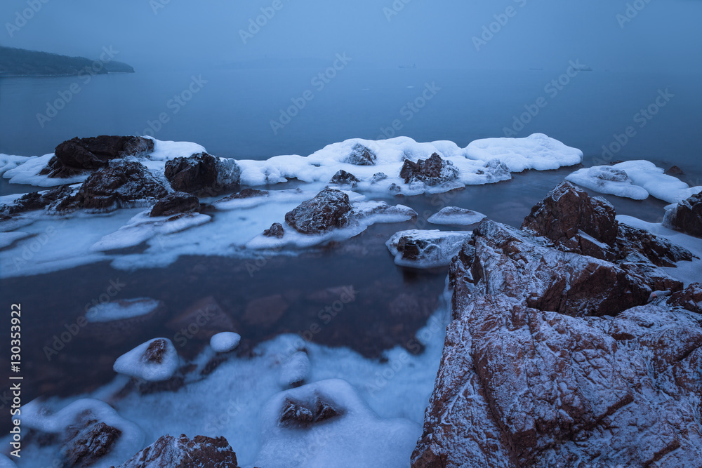 Winter sea and ice