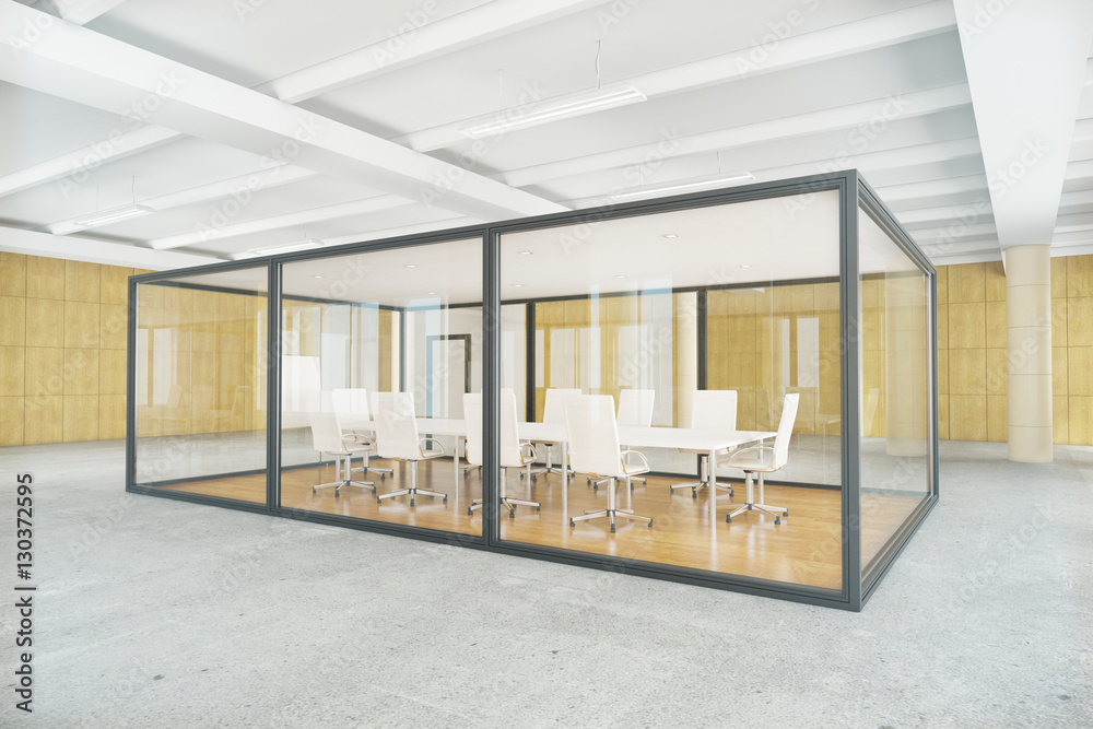 Conference room inside glass box