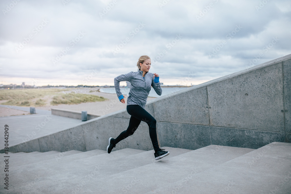 Runner running on stairs