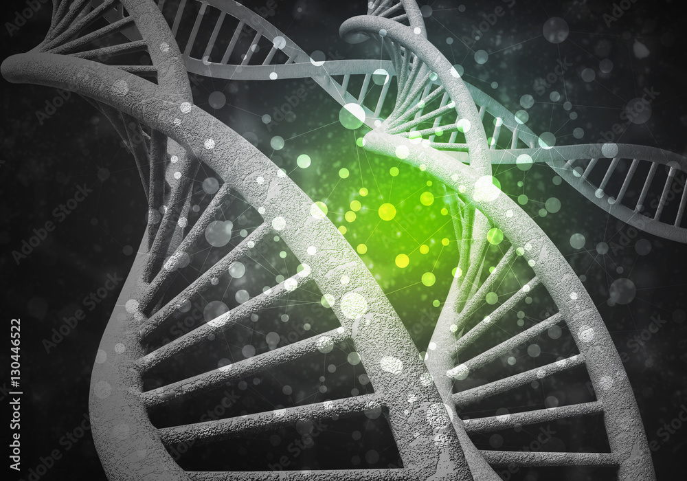 DNA molecules background, 3D rendering