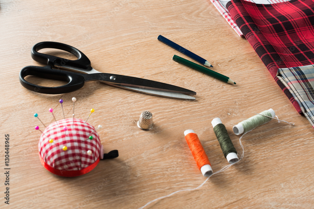 Sewing kit on table