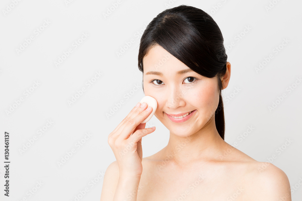 attractive asian woman skincare image isolated on white background