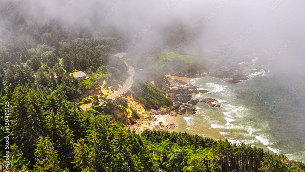 Cape Perpetua Under Low-lying Clouds - near Yachats, Oregon