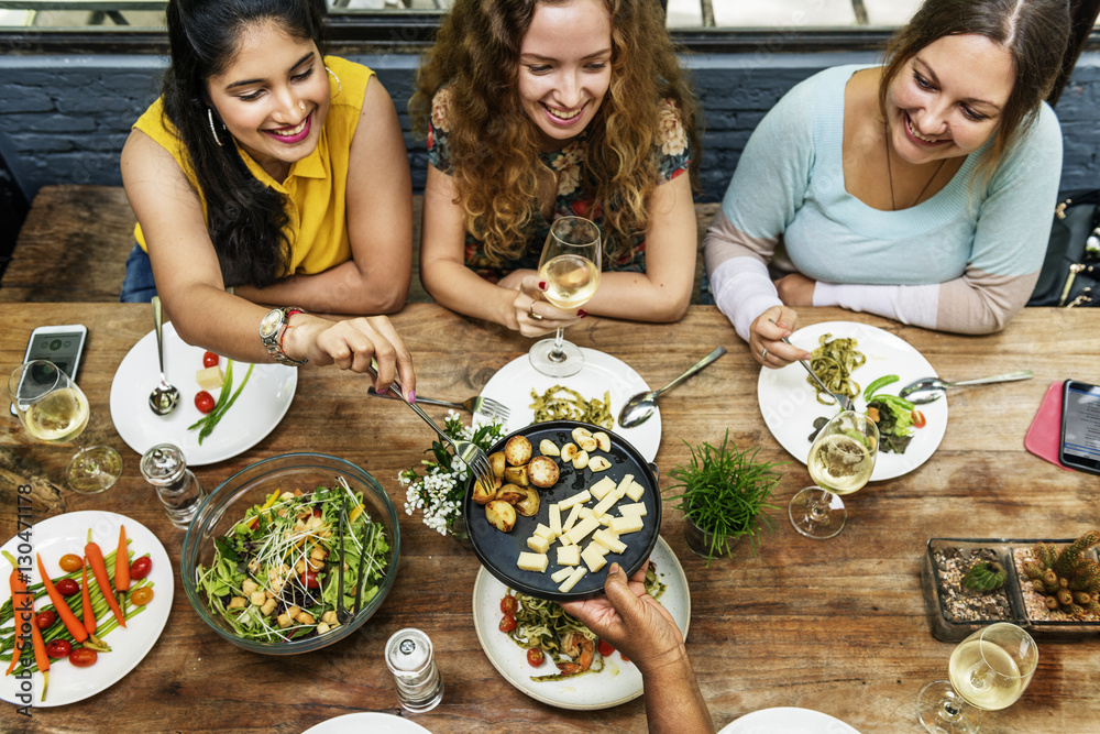 Women Communication Dinner Together Concept