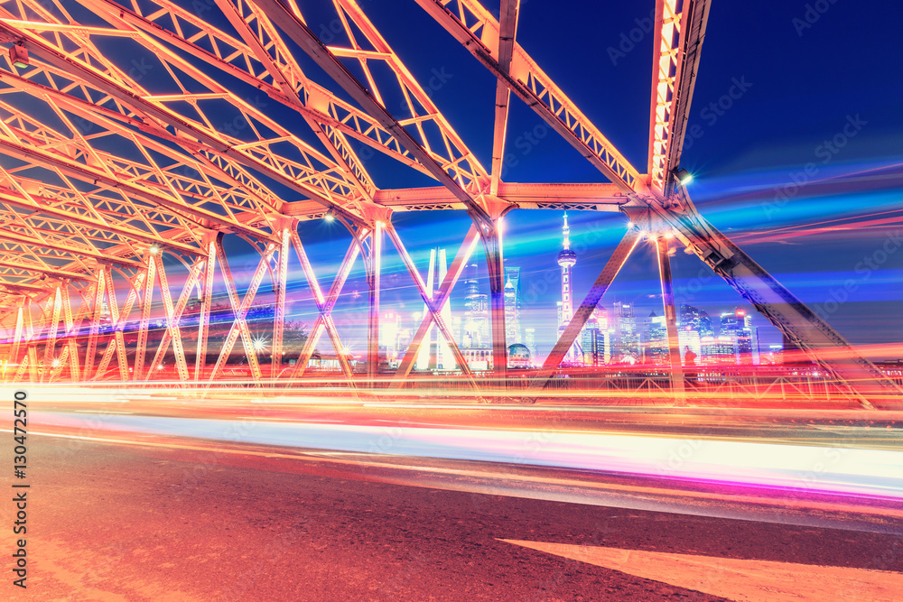 Shanghai Garden Bridge Traffic at night