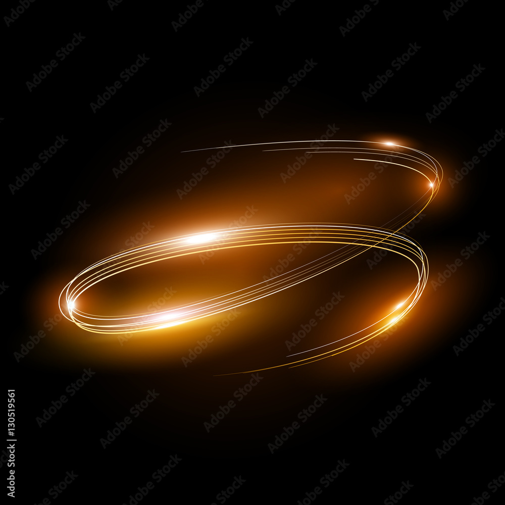 Abstract yellow neon lights lines, vector background