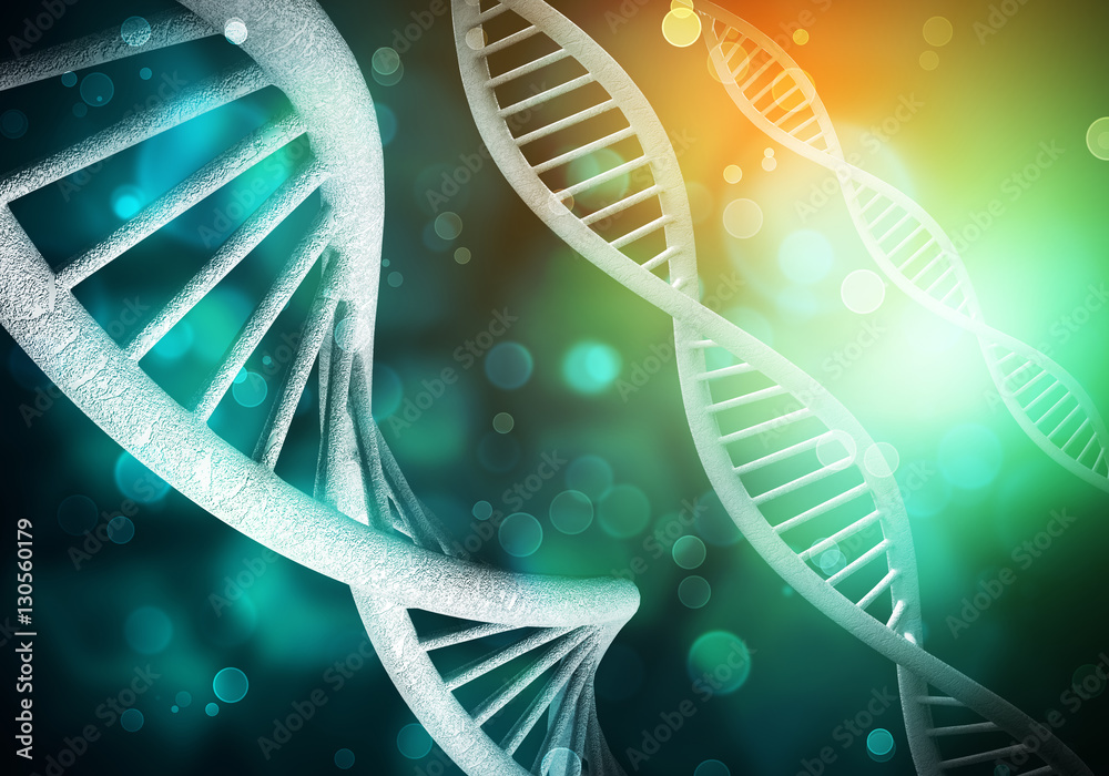 DNA molecules background, 3D rendering