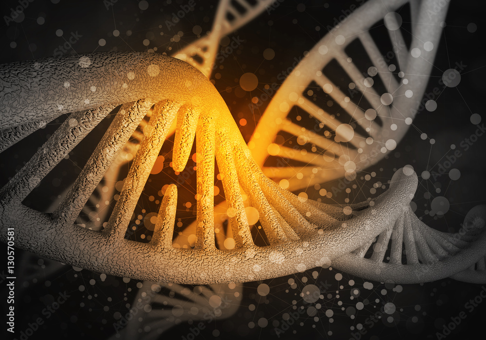 DNA molecules background, 3D rendering