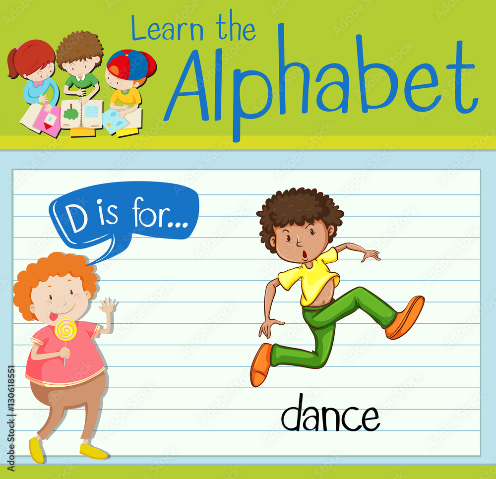 Flashcard letter D is for dance