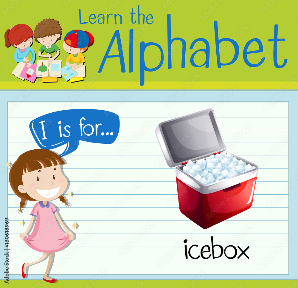 Flashcard letter I is for icebox