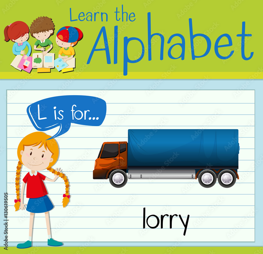 Flashcard letter L is for lorry