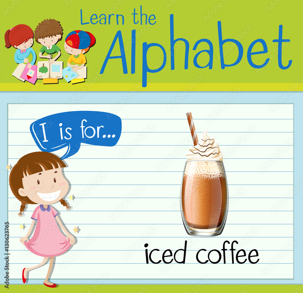 Flashcard letter I is for iced coffee