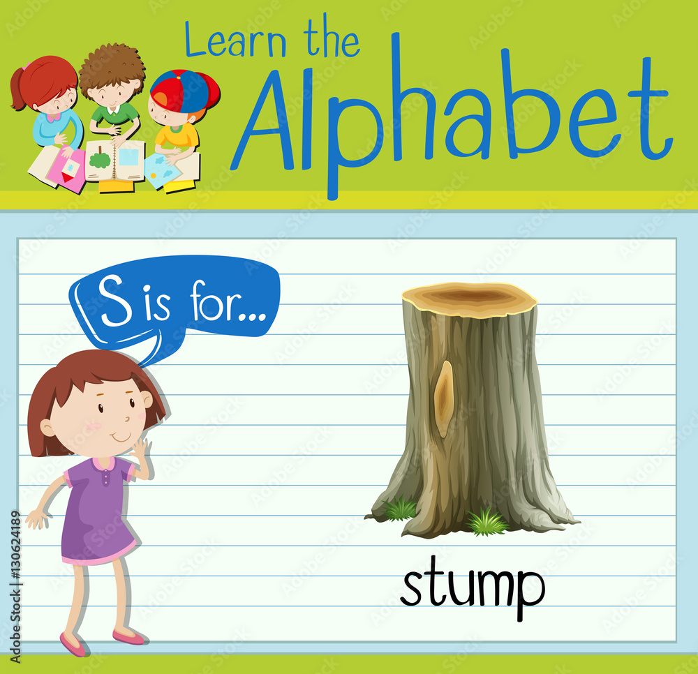 Flashcard letter S is for stump