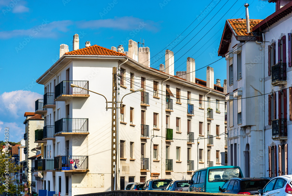 Buildings in Hendaye, a French city on the border with Spain