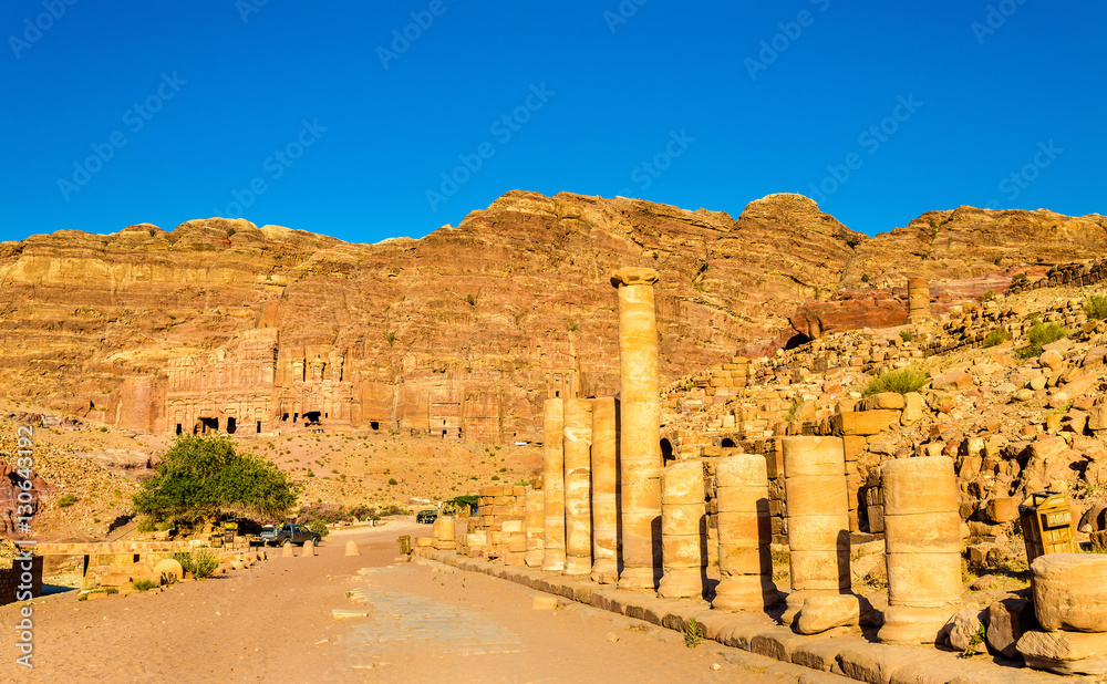 The Colonnaded street and the Royal Tombs at Petra