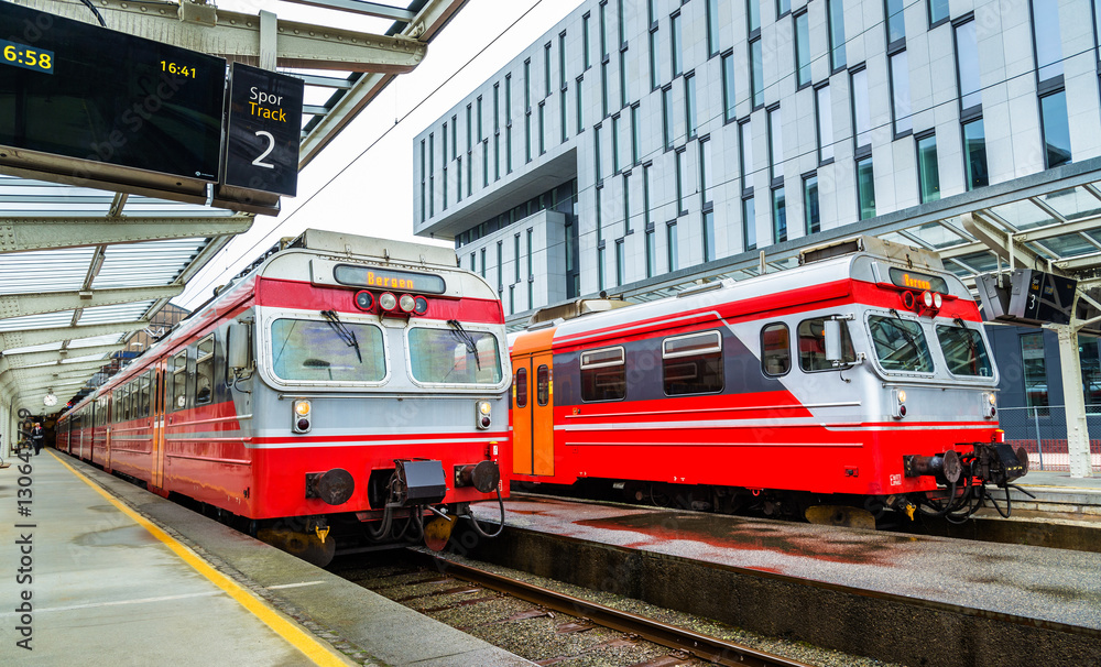 Suburban trains at Bergen Station - Norway